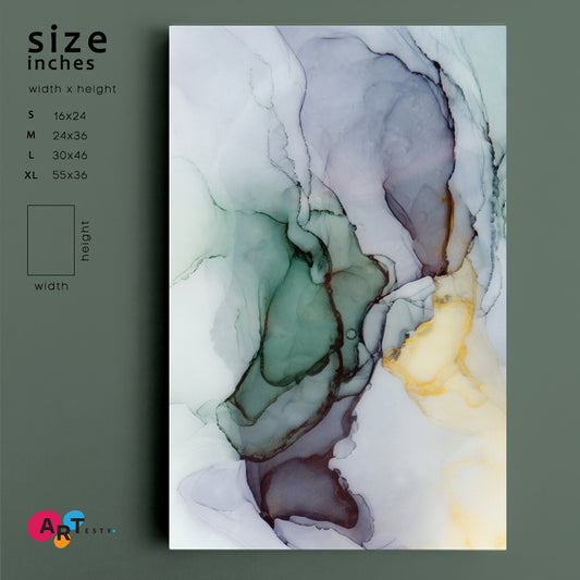 Abstract Veins Alcohol Ink Paint Translucent Free-flowing Fluid Art, Oriental Marbling Canvas Print Artesty