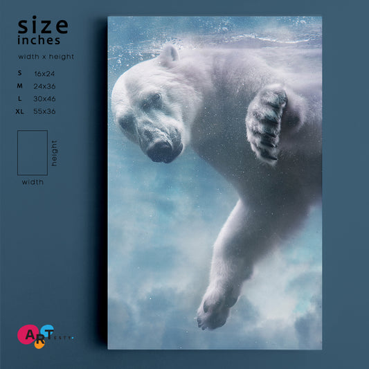 Polar Bear Swimming Underwater Photo Art Animals Canvas Print Artesty