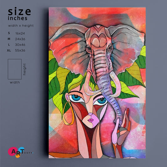 AFRICA Psychedelic Trippy Abstract Cubism Contemporary Art Artesty 1 Panel 16"x24"