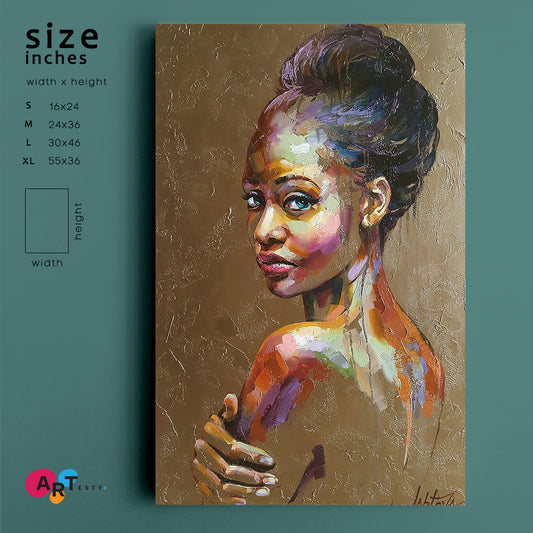 TENDER Beautiful Woman Refined Fine Art Canvas Print | Vertical Fine Art Artesty