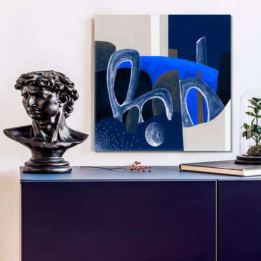 Colorful Blue Abstract Geometric Forms Minimalist Modern Art Abstract Art Print Artesty