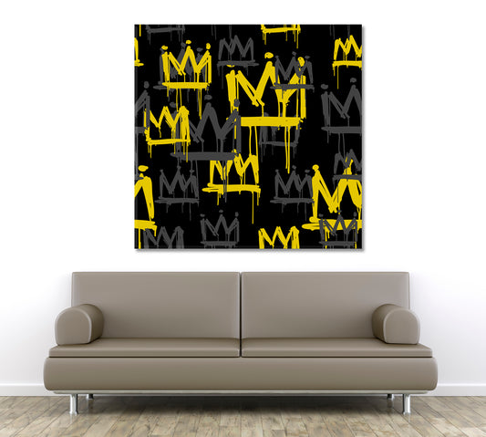 Yellow Crown Black Grunge Artwork Contemporary Art Artesty