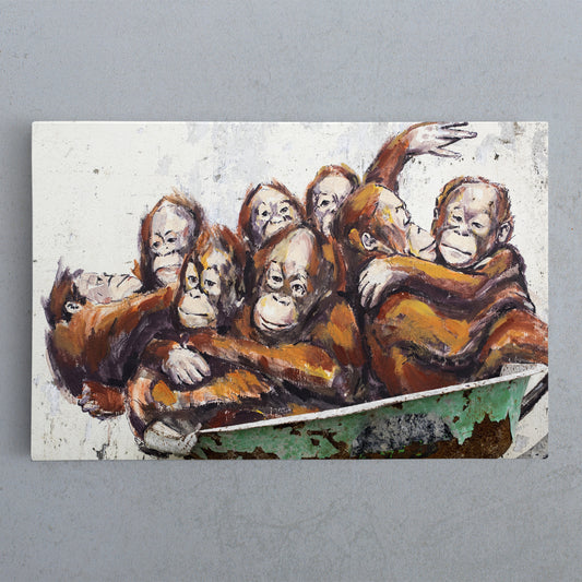 BANKSY STYLE GRAFFITI Orangutans in a Wheelbarrow Street Art Street Art Canvas Print Artesty