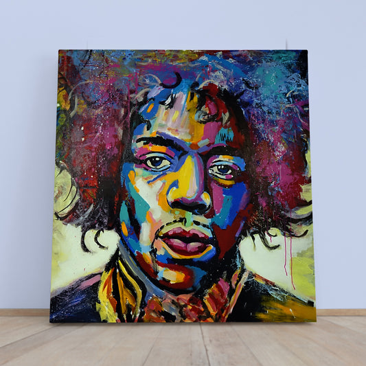 MODERN ART Jimi Hendrix Pop Art Grunge Basquiat Style Trendy Canvas Print - Square Celebs Canvas Print Artesty 1 Panel 12"x12"