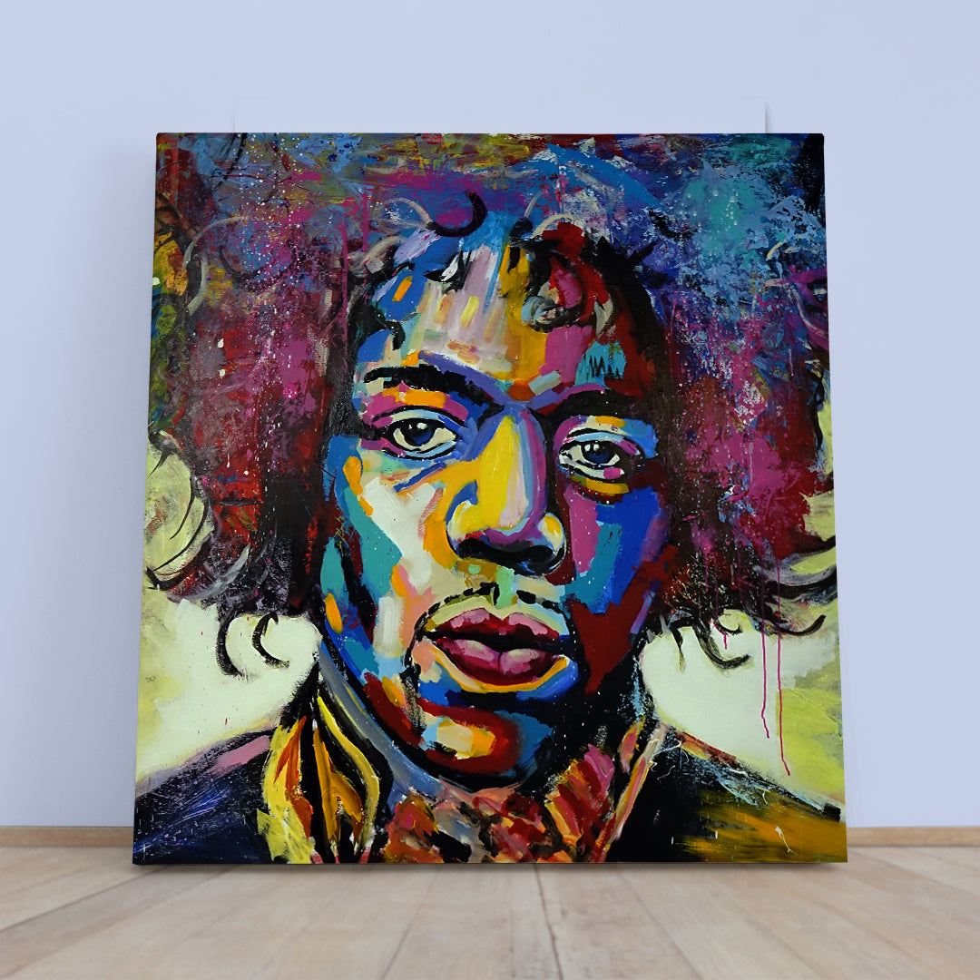 MODERN ART Jimi Hendrix Pop Art Grunge Basquiat Style Trendy Canvas Print - Square Celebs Canvas Print Artesty 1 Panel 12"x12" 