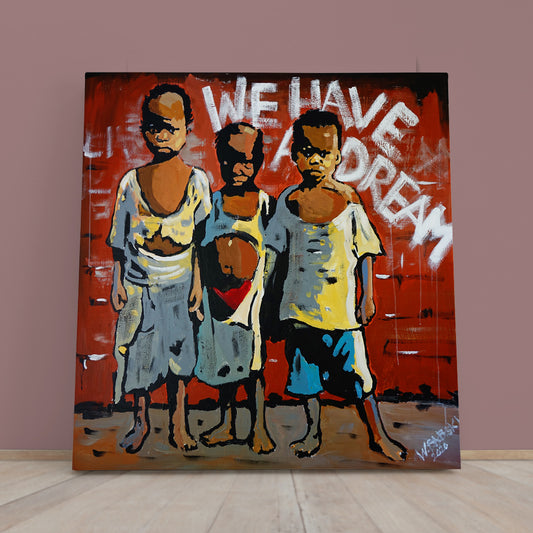 KIDS | Grunge Street Art Style Fine Art Canvas Print - Square Contemporary Art Artesty