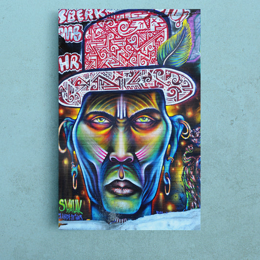 JAZZ MAN Street Art on Wall Montreal Canada Popular Urban Graffiti Canvas Print - Vertical Street Art Canvas Print Artesty 1 Panel 16"x24"