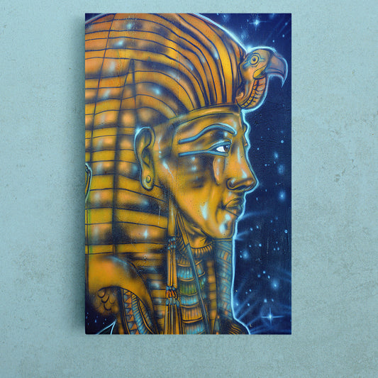 Tutankhamun Egyptian God Pharaohs Graffiti Urban Street Art | Vertical Fine Art Artesty