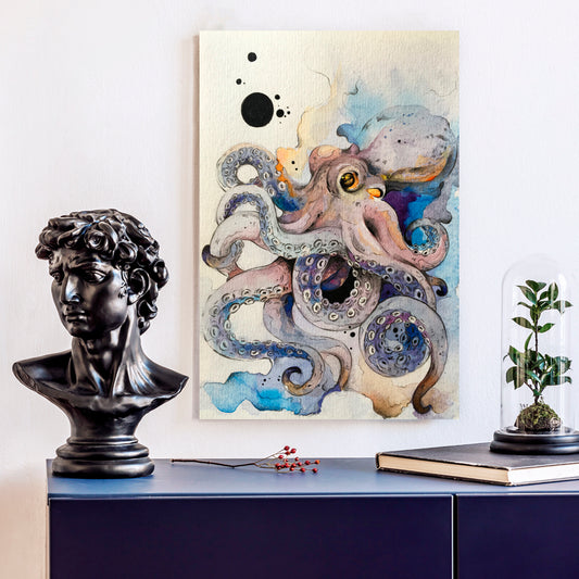 Octopus And Sea Waves Painting Nautical, Sea Life Pattern Art Artesty