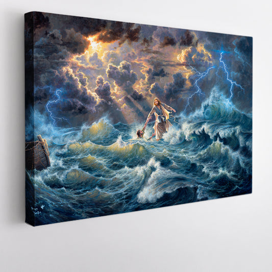 Jesus Walking On Water XL Art Religious Modern Art Artesty