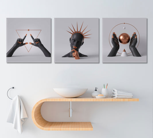 THINKING QUEEN Body Parts Contemporary Abstract Minimal Art Design Set of 3 Photo Art Artesty