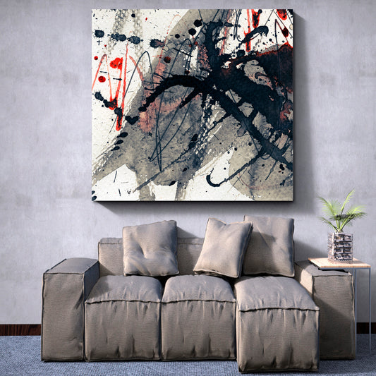 Abstract Colorful Expressionism Black Grey Red Drip Art Abstract Art Print Artesty
