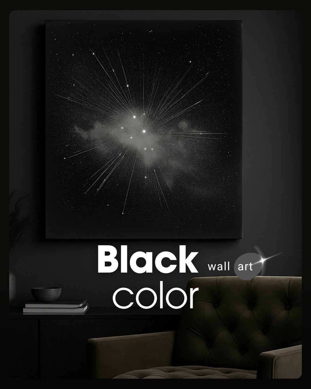 Black Color WALL ART PRINTS Large Canvas Print For Home & Office Decor ...