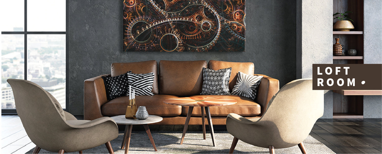 Loft Room Interior, Large Canvas Artwork Print