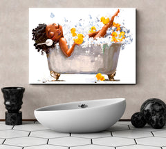 Lady In The Bathtub Bathroom Artesty 1 panel 24" x 16" 