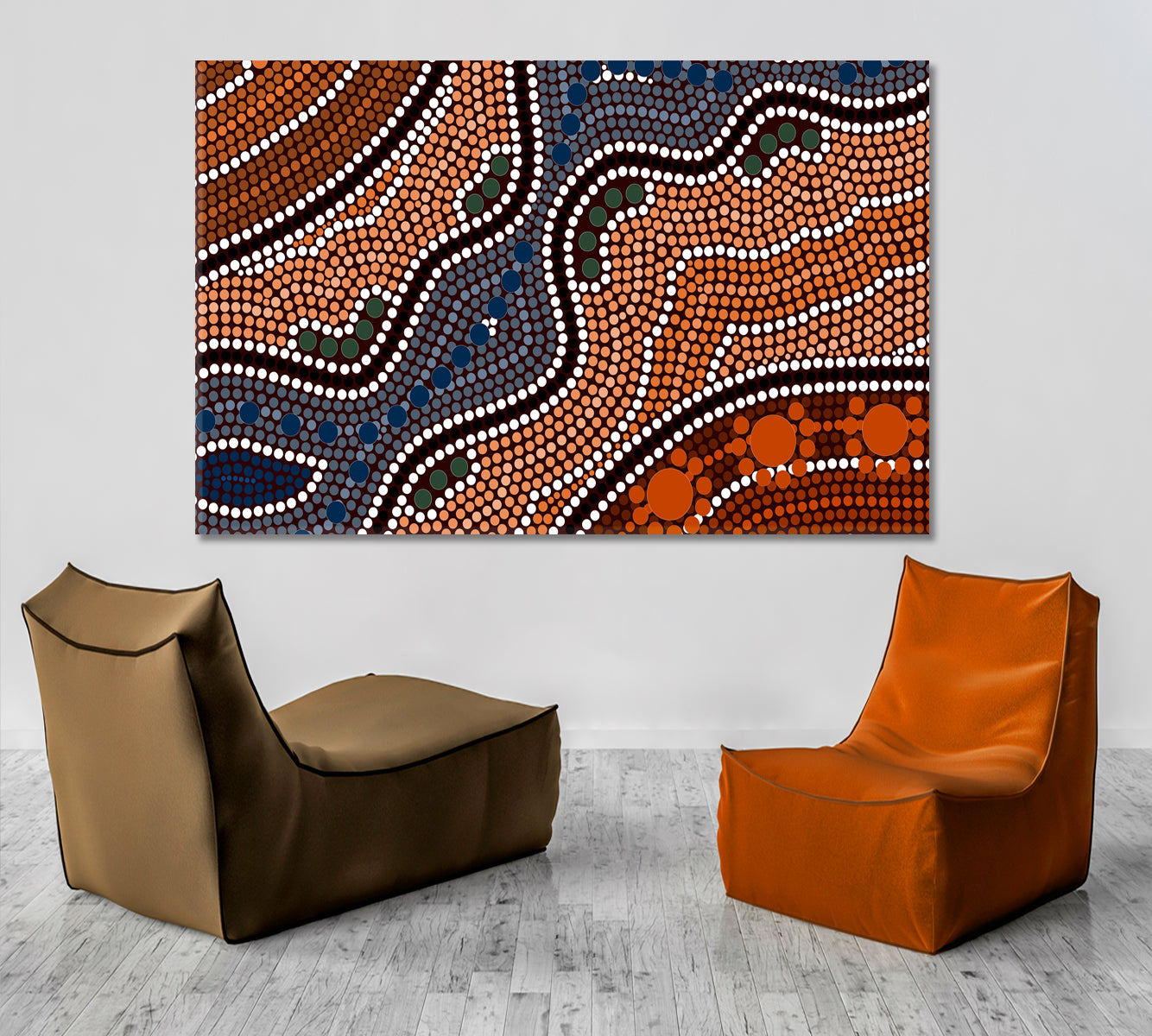 RIVER Aboriginal Australian Style Dot Painting Abstract Art Print Artesty 1 panel 24" x 16" 