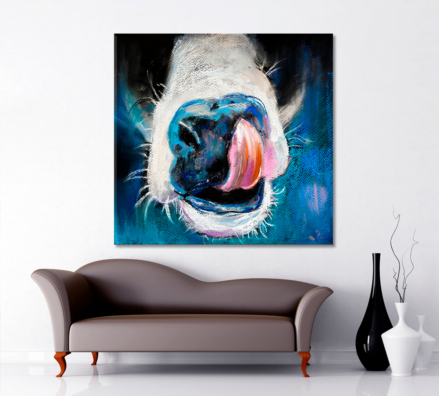 Funny Whimsical Animals Cow Sticking Tongue Out Animals Canvas Print Artesty   