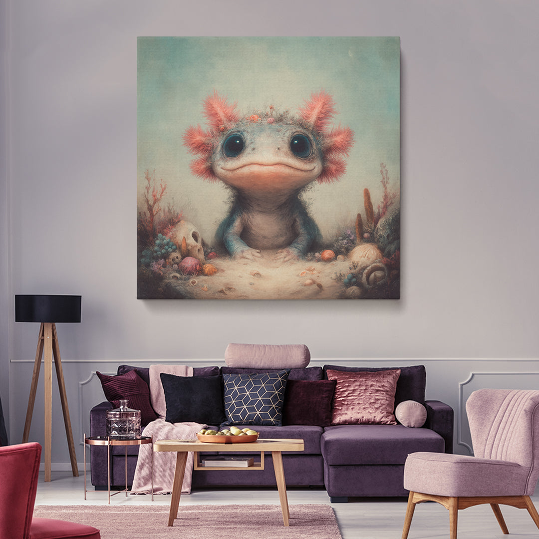 Charming Axolotl Contemporary Art Artesty 1 Panel 12"x12"