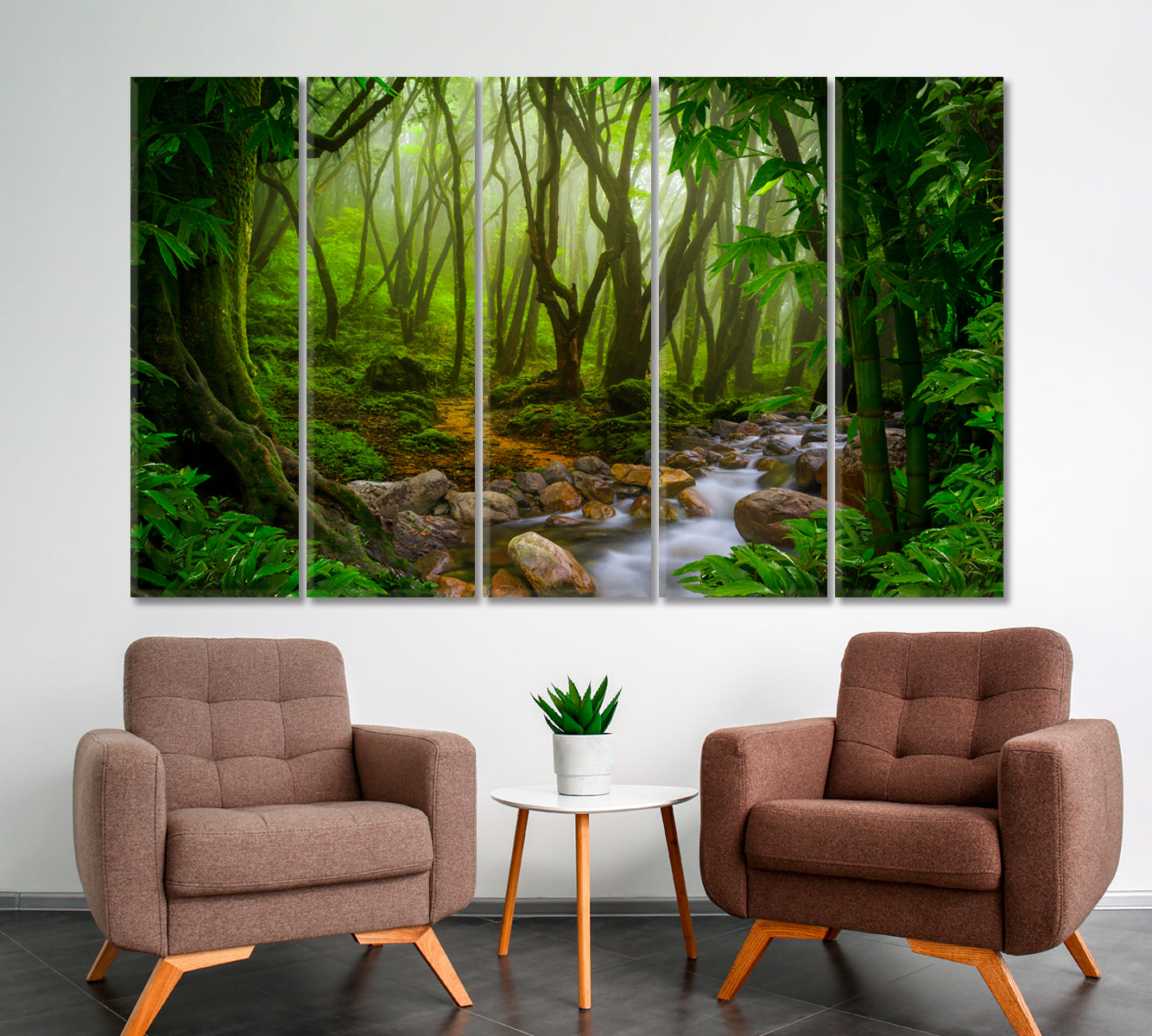 GREEN HOME Deep Tropical Jungles Rainforest Poster Tropical, Exotic Art Print Artesty 5 panels 36" x 24" 