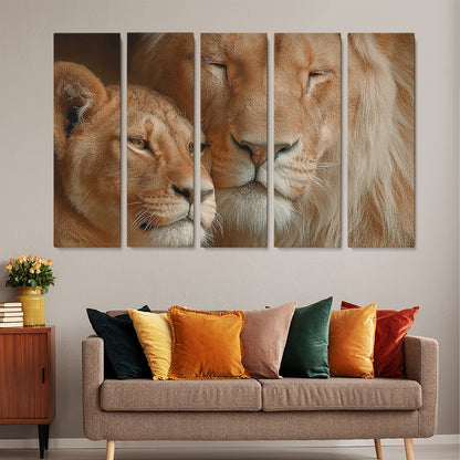 Lion Couple Animals Canvas Print Artesty 5 panels 36" x 24"