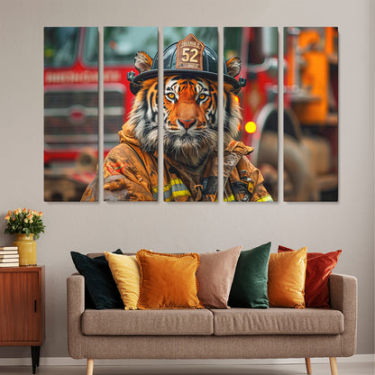 Tiger Firefighter Animals Canvas Print Artesty
