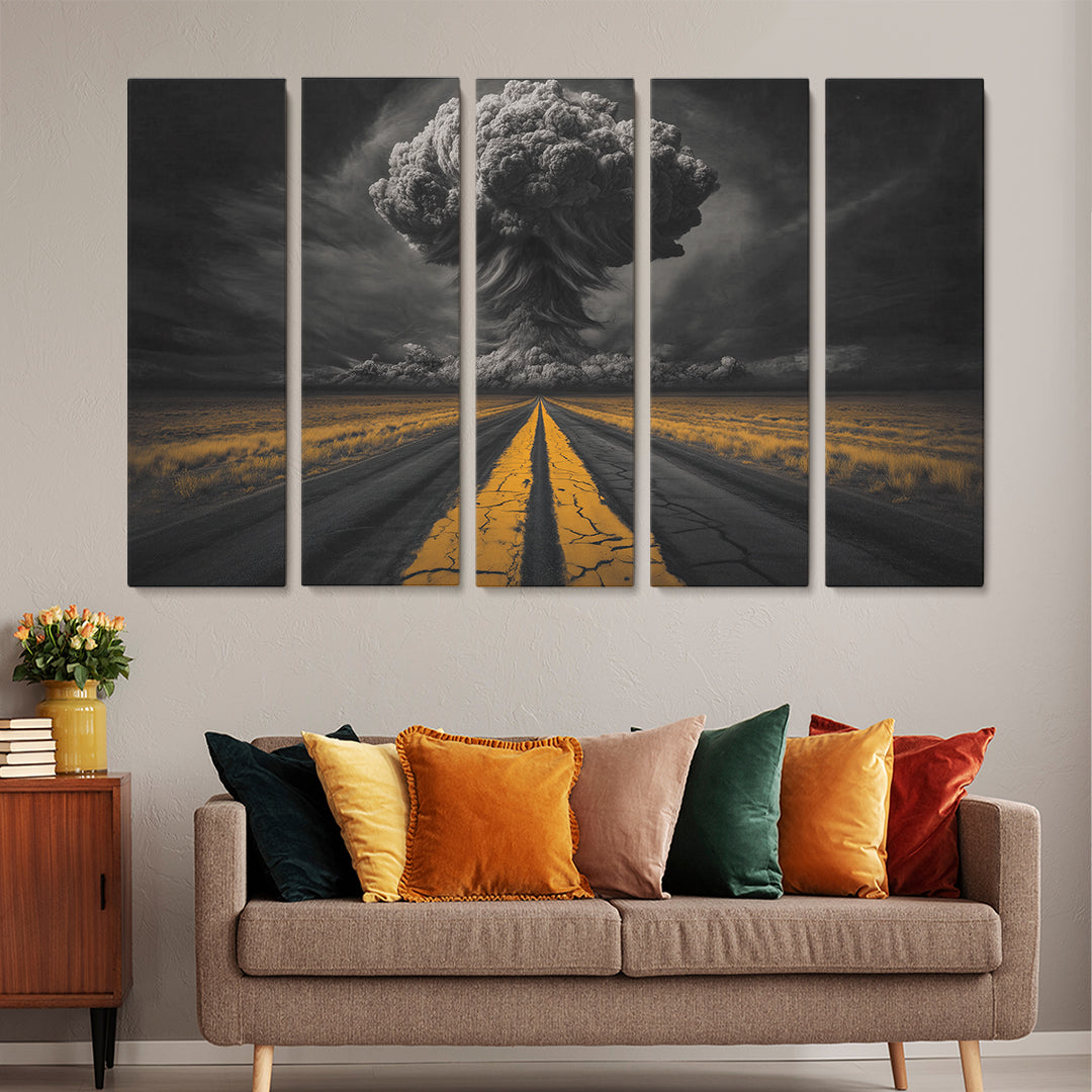 Cracked Road and Tornado Animals Canvas Print Artesty