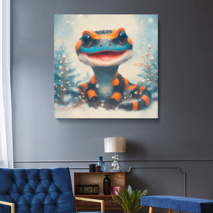 Smiling Salamander in Snow Contemporary Art Artesty