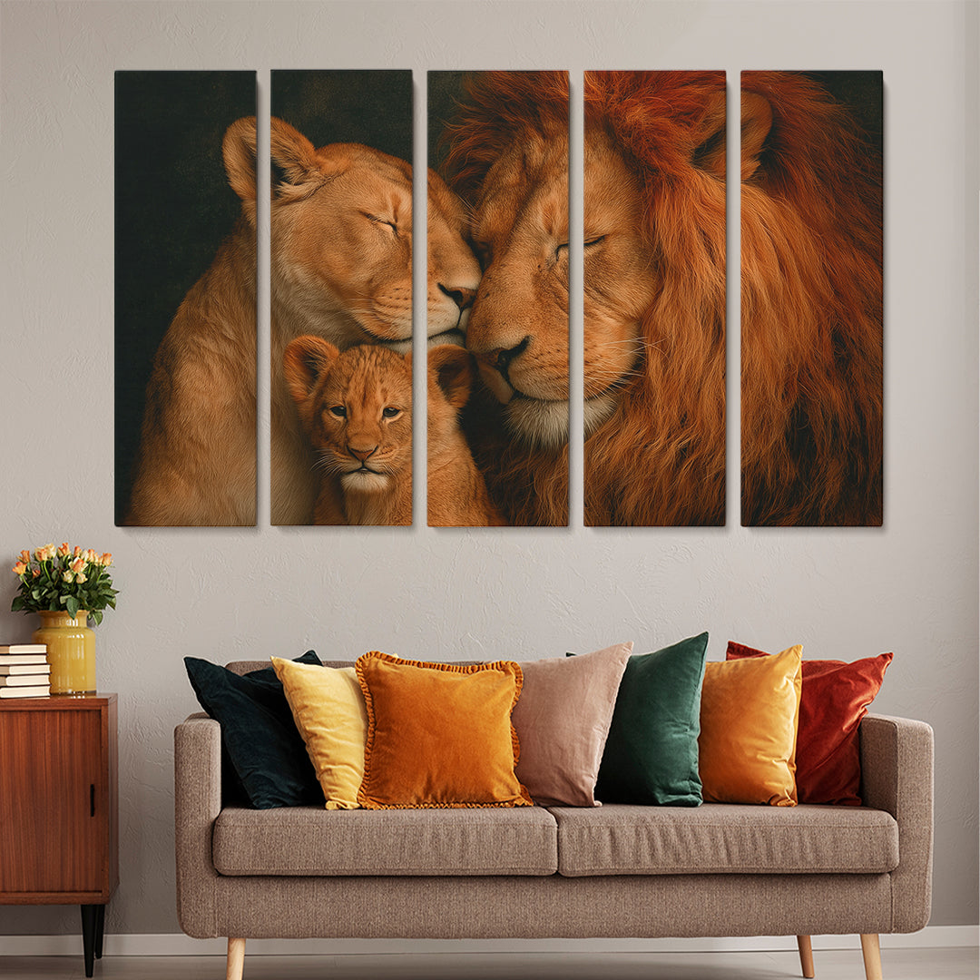 Lion Family Close Up Animals Canvas Print Artesty 5 panels 36" x 24"
