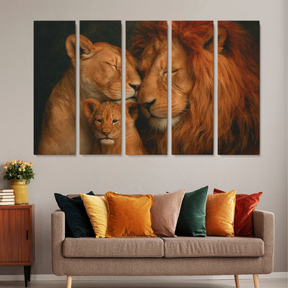Lion Family Close Up Animals Canvas Print Artesty 5 panels 36" x 24"