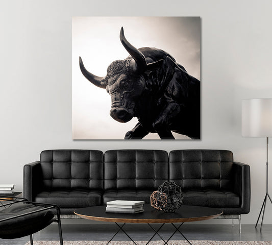 STRONG BULL Animals Canvas Print Artesty 1 Panel 12"x12" 