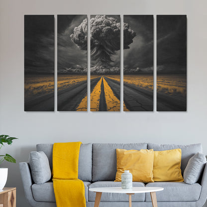 Cracked Road and Tornado Animals Canvas Print Artesty 5 panels 36" x 24"