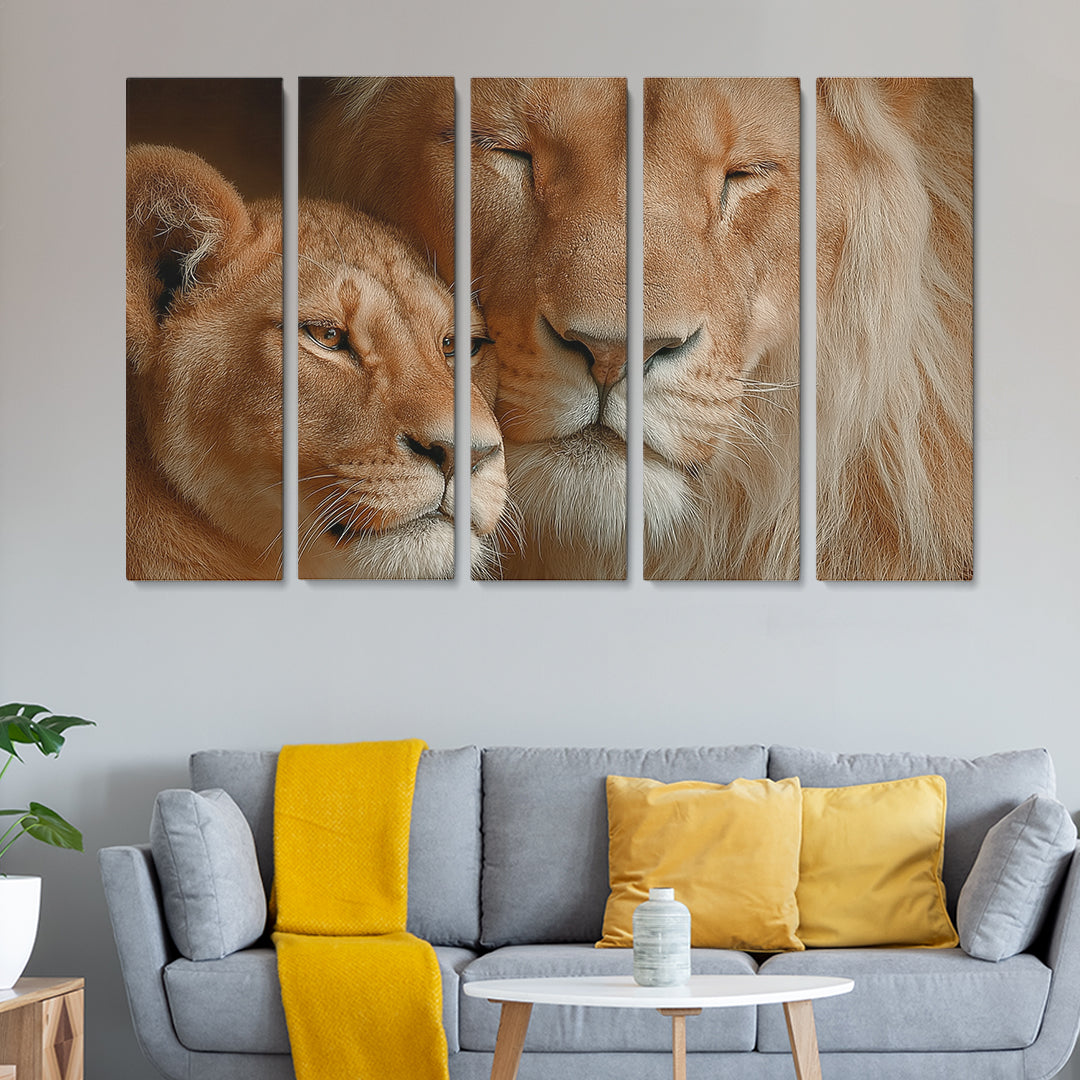 Lion Couple Animals Canvas Print Artesty