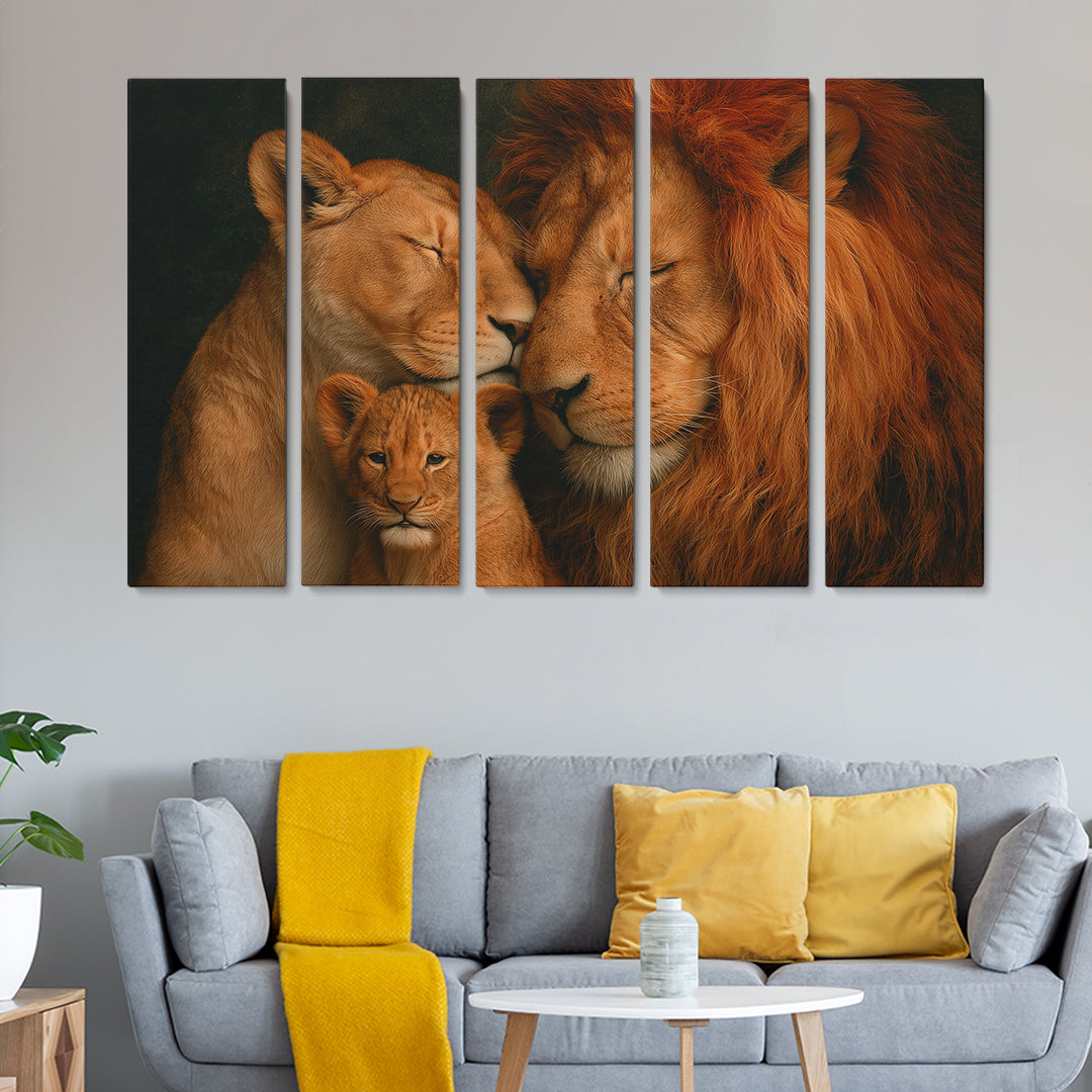 Lion Family Close Up Animals Canvas Print Artesty