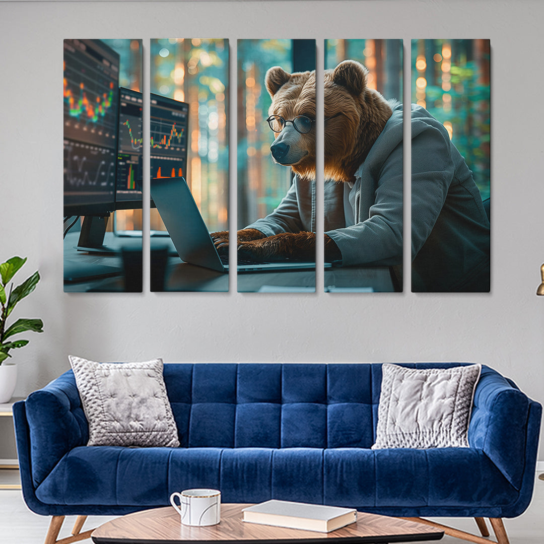 Bear Programmer Animals Canvas Print Artesty