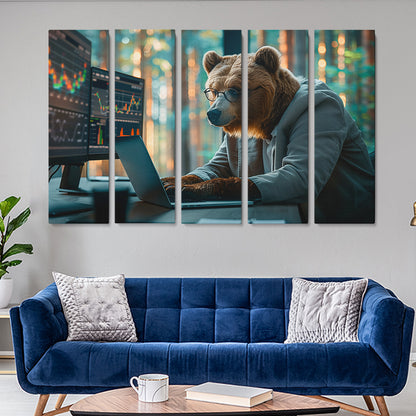 Bear Programmer Animals Canvas Print Artesty