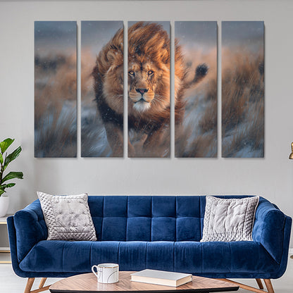 Running Lion Animals Canvas Print Artesty 5 panels 36" x 24"