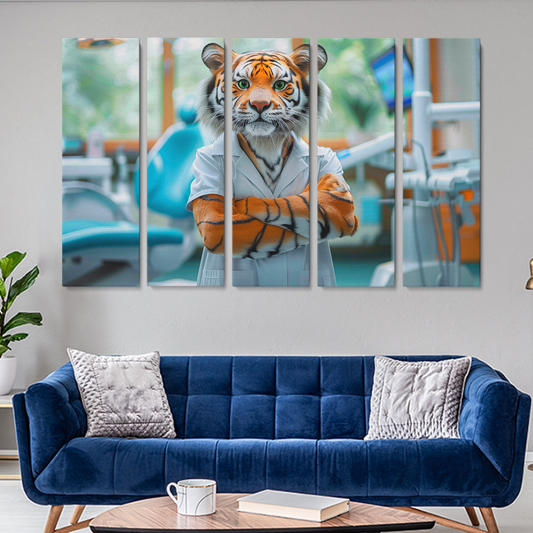 Tiger Dentist Animals Canvas Print Artesty