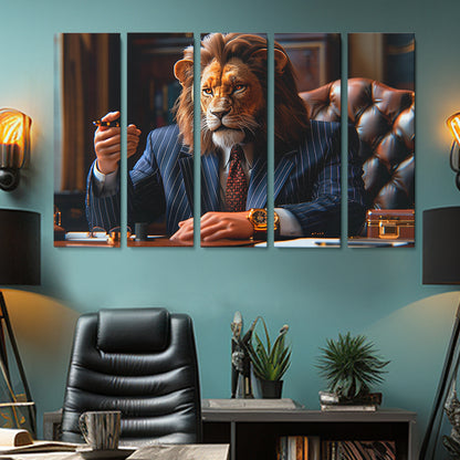 Powerful Lion Boss Animals Canvas Print Artesty
