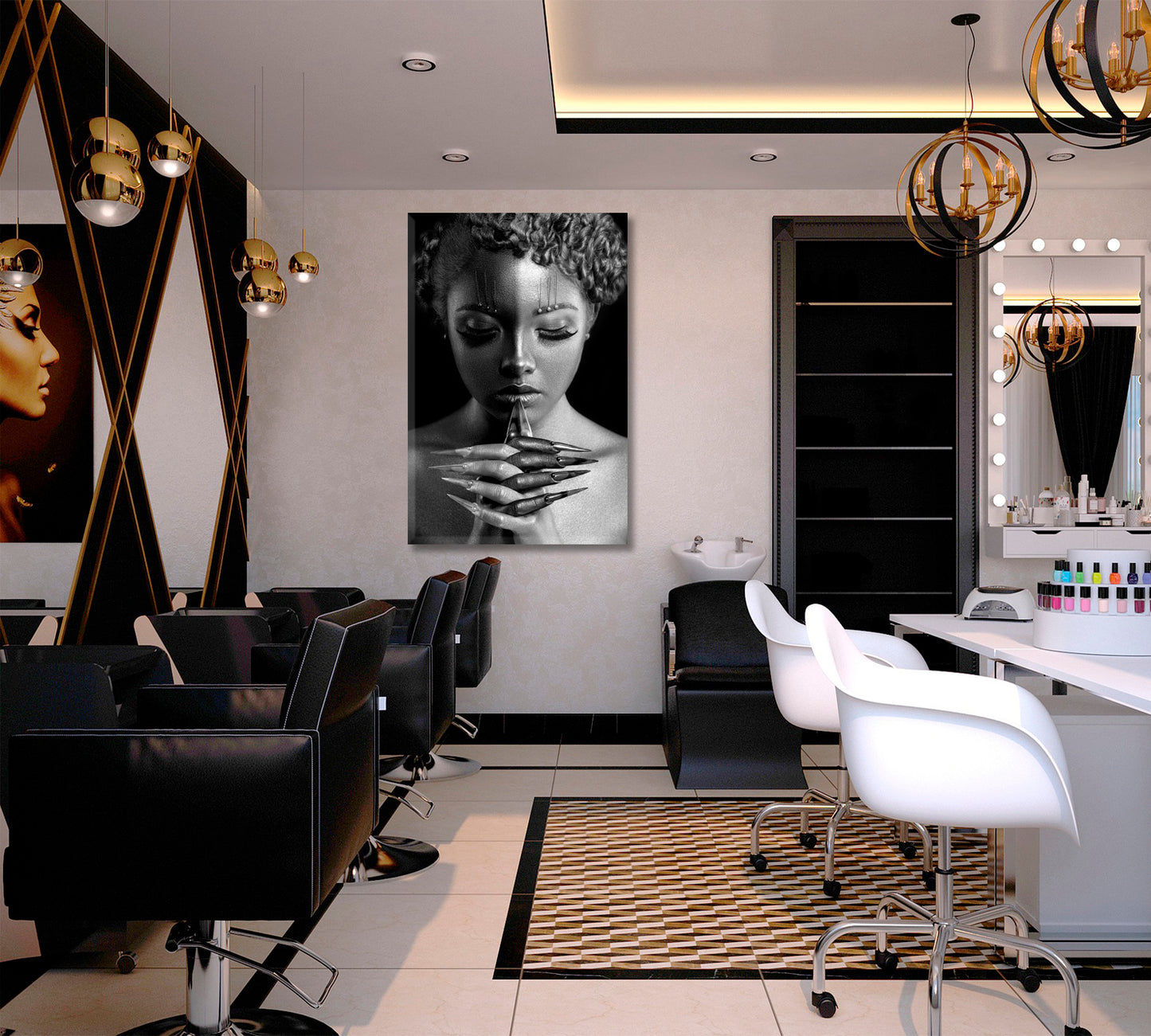 BEAUTY FASHION Woman Portrait Perfect Makeup Manicure Beauty Salon Artwork Prints Artesty   