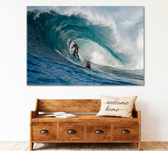 BIG WAVES Surfer Motivation Sport Poster Print Decor Artesty 1 panel 24" x 16" 