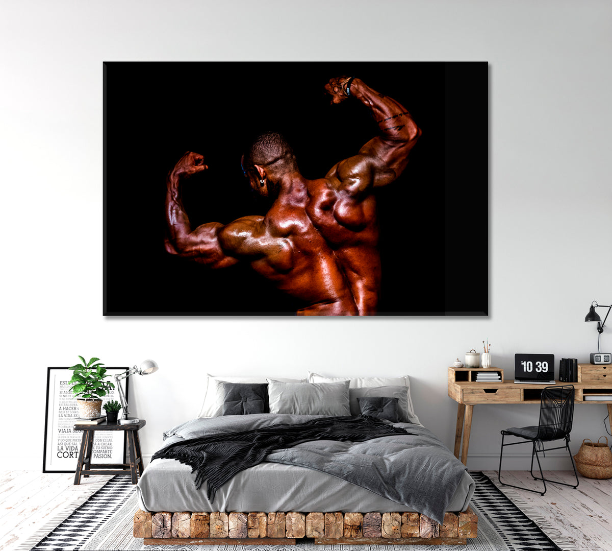 Bodybuilding Muscular Man Athlete Sport Motivation Sport Poster Print Decor Artesty 1 panel 24" x 16" 