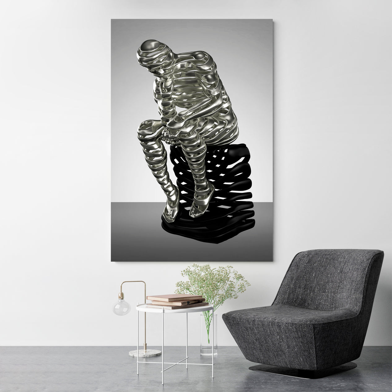 CONSIDERING IDEA 3 D Statue Rodin the Thinker Office Wall Art Canvas Print Artesty 1 Panel 16"x24" 