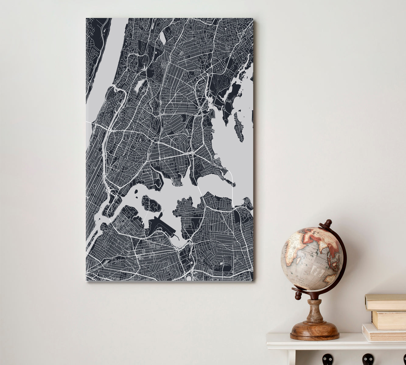 Detailed City Map NYC Suburb USA Maps Canvas Artwork Artesty 1 Panel 16"x24" 