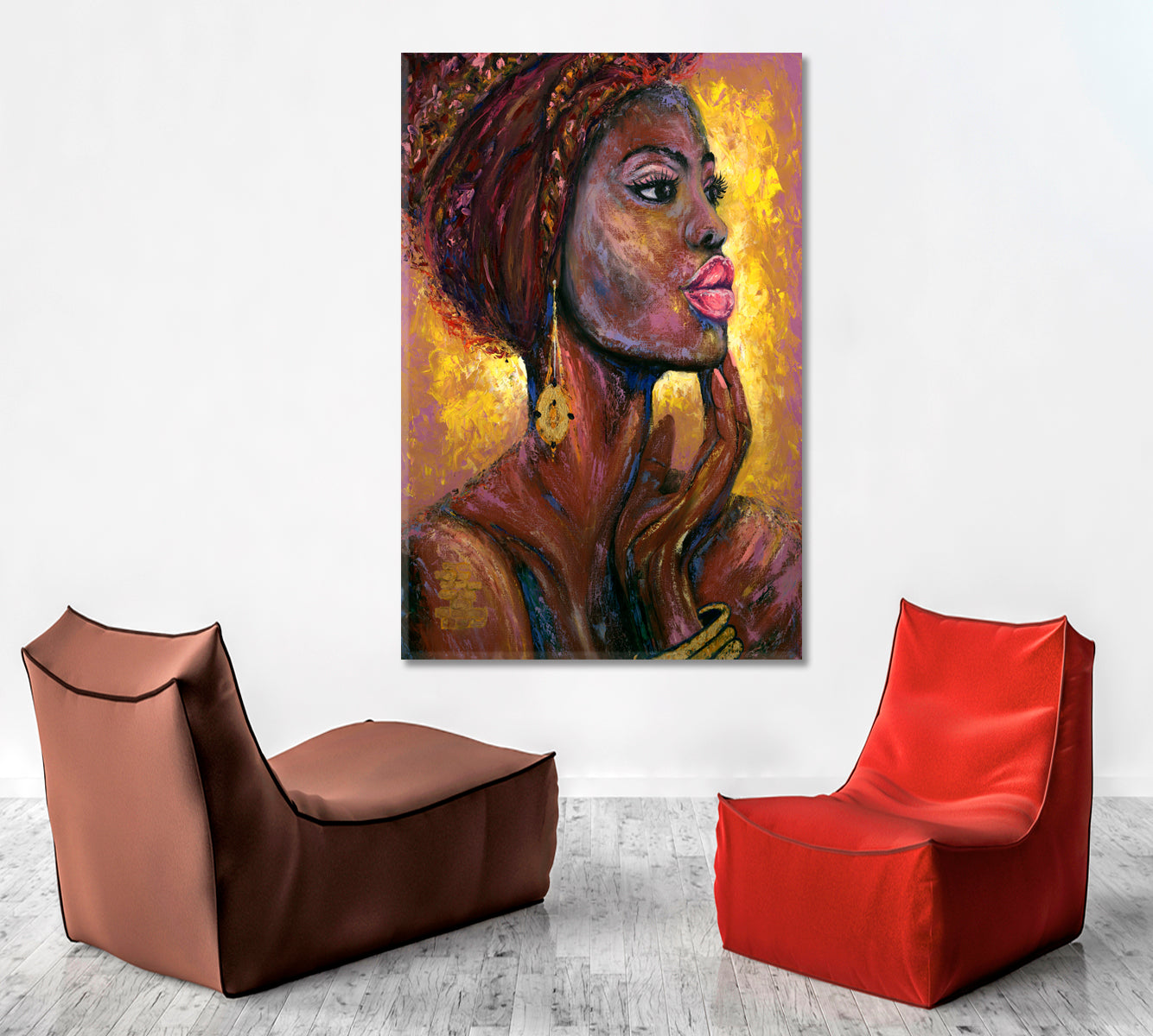 FIRE FLAME Beautiful Black Woman African Style Canvas Print Artesty   