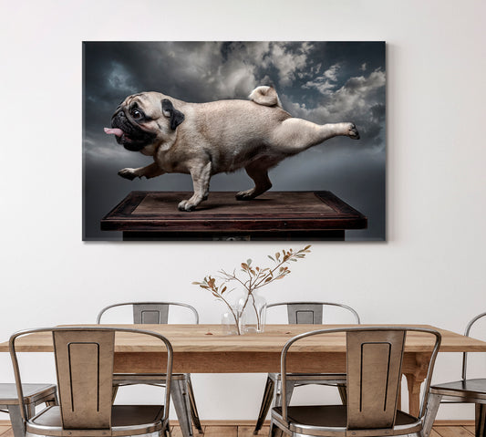 FUNNY DOGS Cool Pug Animals Canvas Print Artesty 1 panel 24" x 16" 