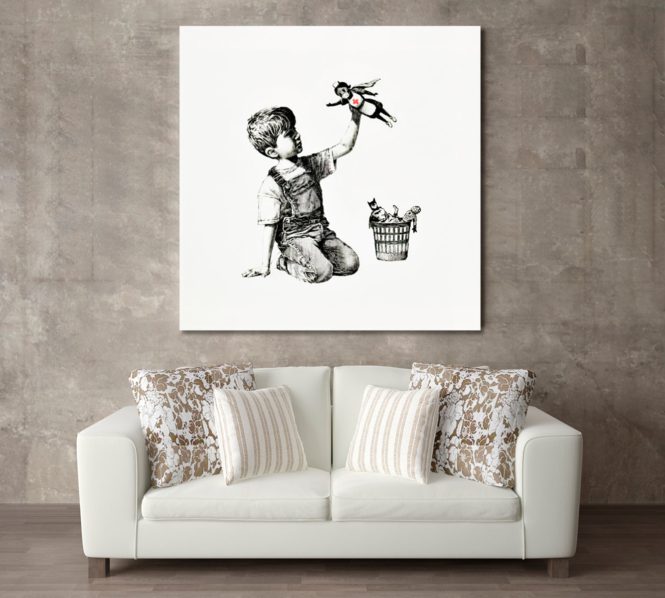 INSPIRED BY BANKSY Street Art Canvas Print Artesty 1 Panel 12"x12" 