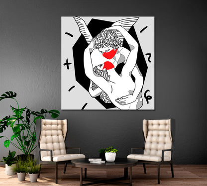 MEDICINE CONCEPT Cupid kiss Wearing Medical Mask Contemporary Art Artesty   