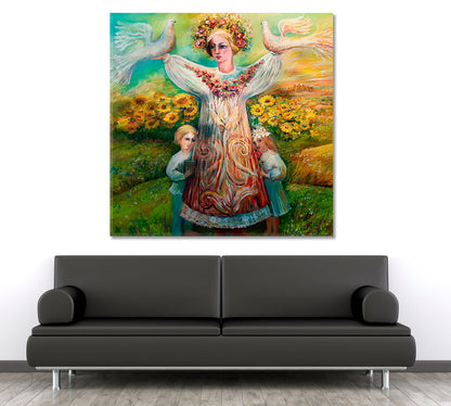 UKRAINE Mother Takes Care Of Kids Surreal Fantasy Large Art Print Décor Artesty   