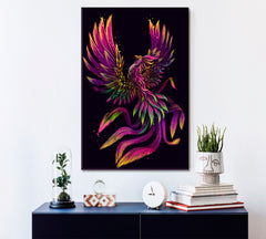 PHOENIX Neon Phoenix Bird Surreal Fantasy Large Art Print Décor Artesty 1 Panel 16"x24" 