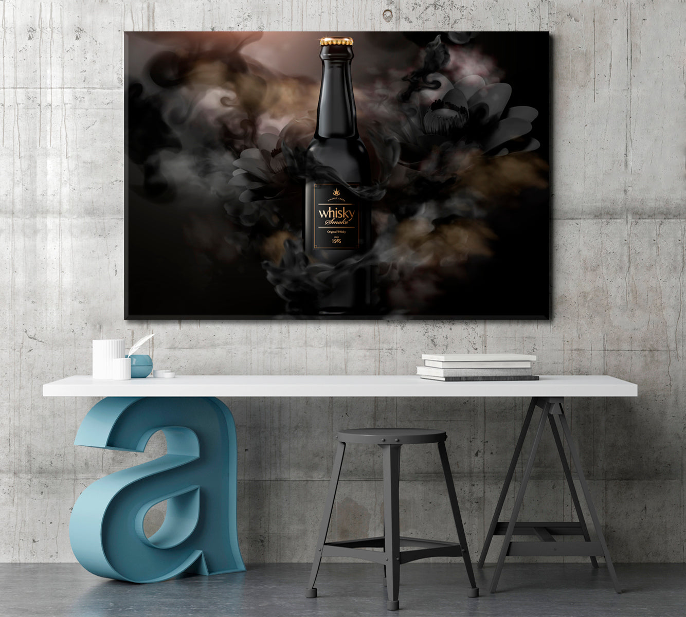 Premium Whiskey Black Fog Vintage Affordable Canvas Print Artesty   